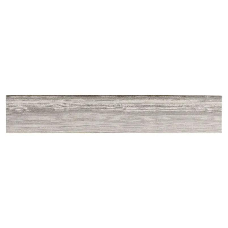 Eramosa Silver Matte Bullnose Limestone Look Porcelain Moldings 3x18 close up