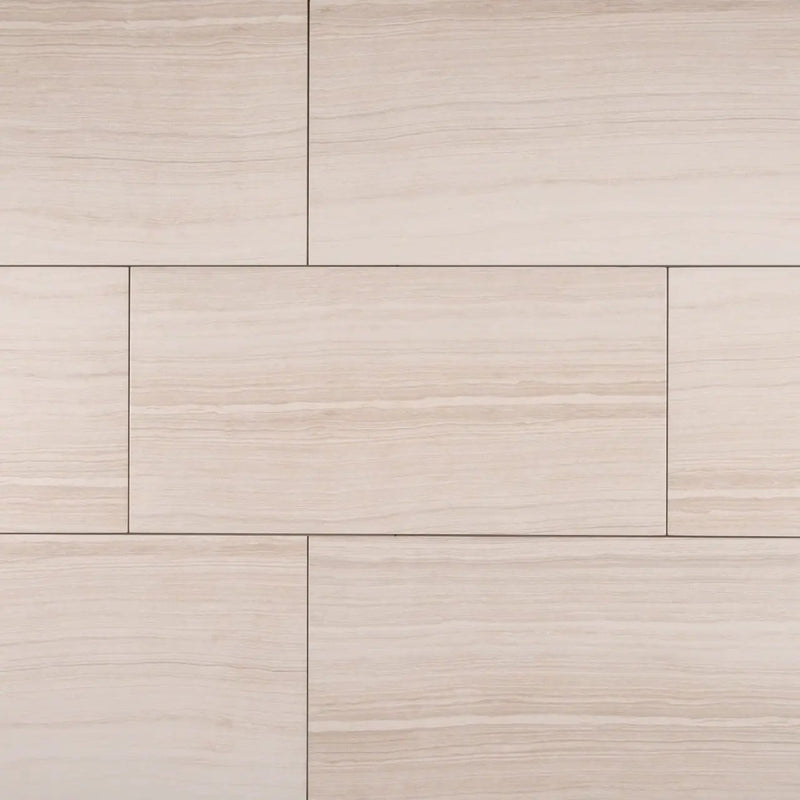 Eramosa White Matte Limestone Look Porcelain Tiles 12x24 close up