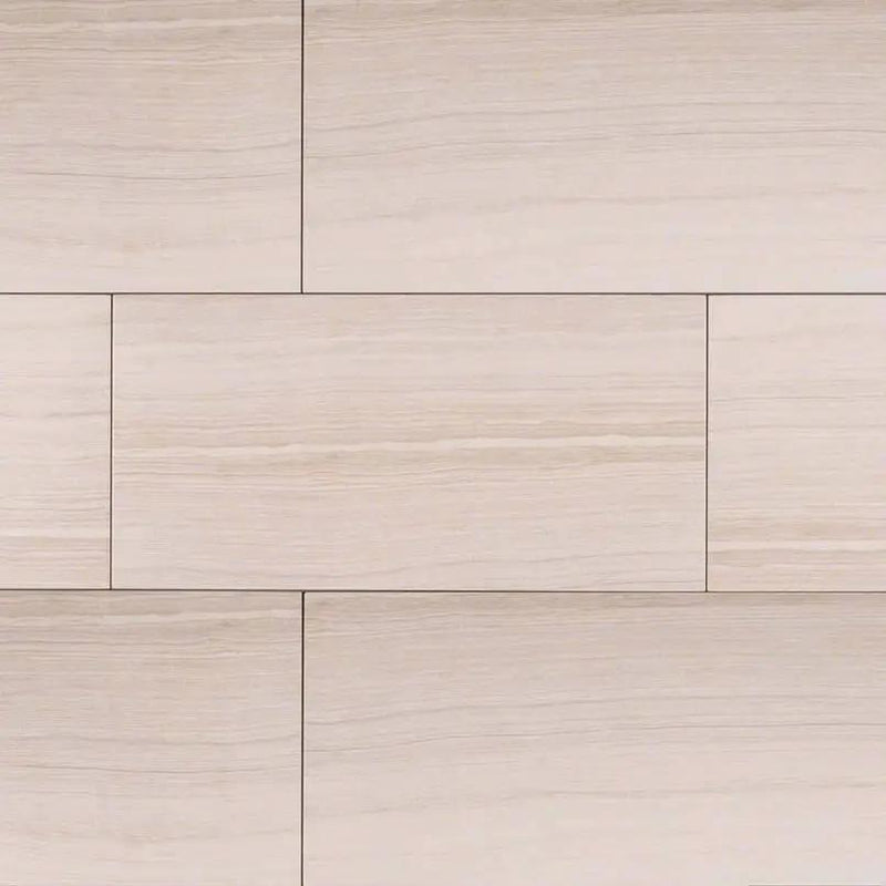 Eramosa White Matte Limestone Look Porcelain Tiles 12x24 close up