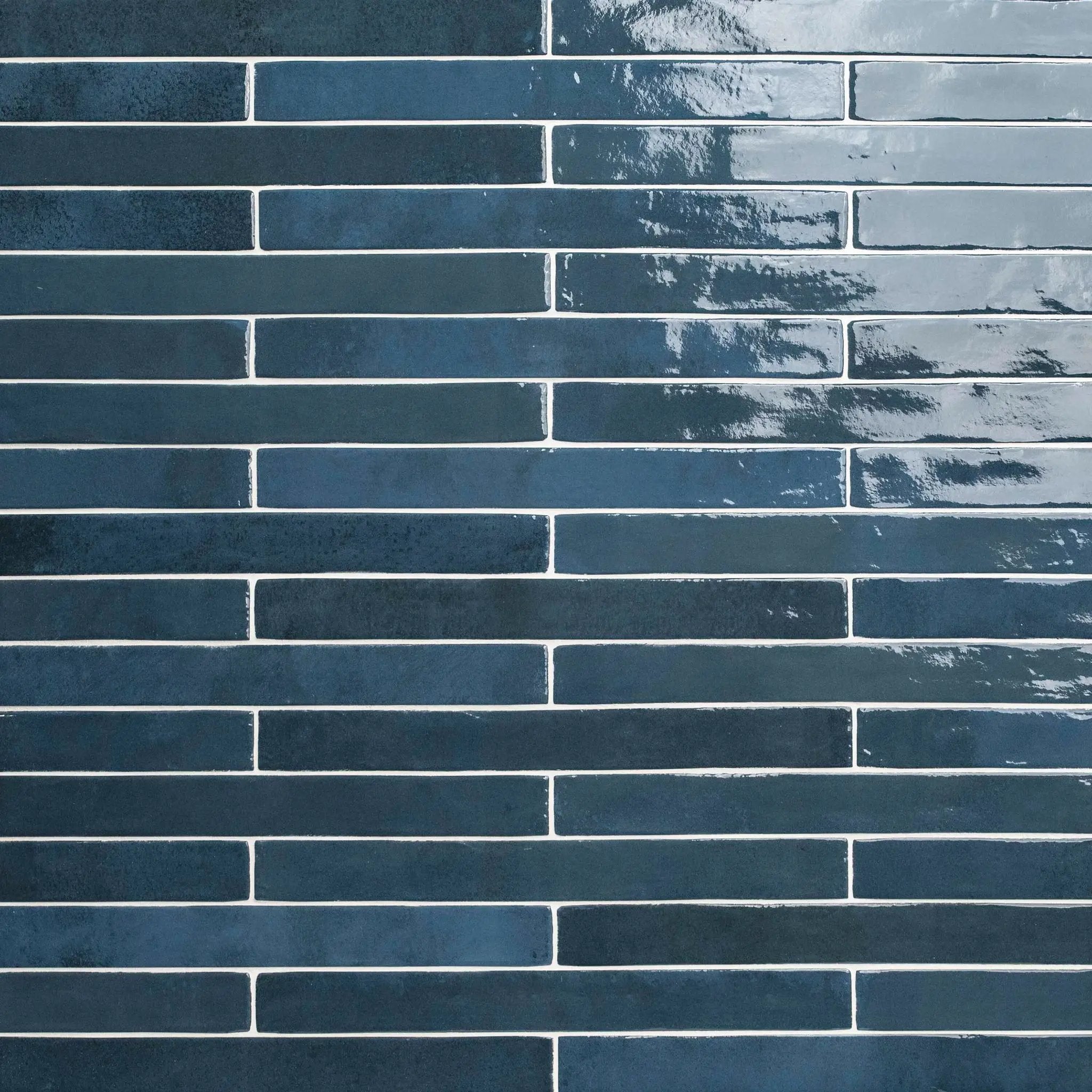 Flamenco Hale Navy 2x18 Glossy Porcelain Tiles close up
