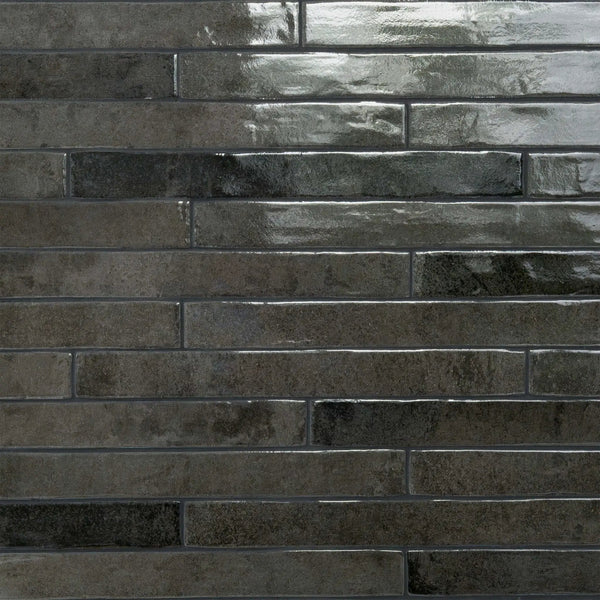 Flamenco Palace Charcoal 2x18 Glossy Porcelain Tiles