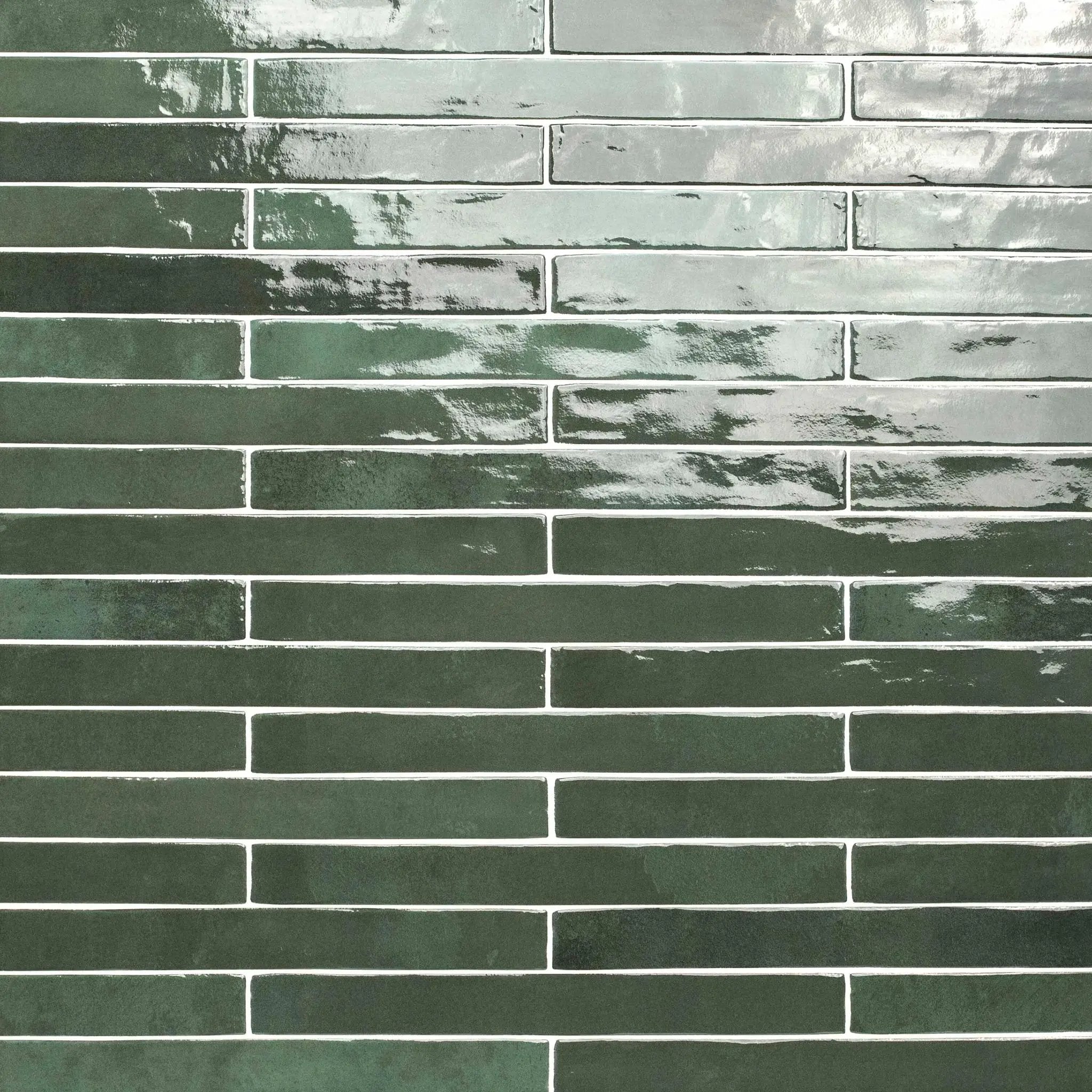 Flamenco Racing Green 2x18 Glossy Porcelain Tiles close up