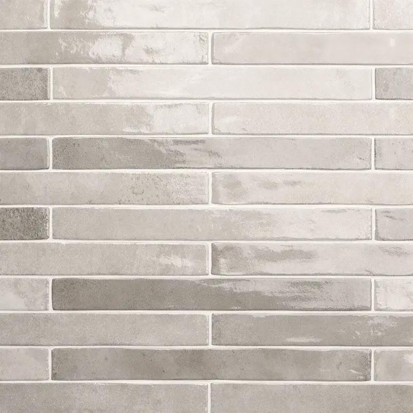 Flamenco Whales Gray 2x18 Glossy Porcelain Tiles close up