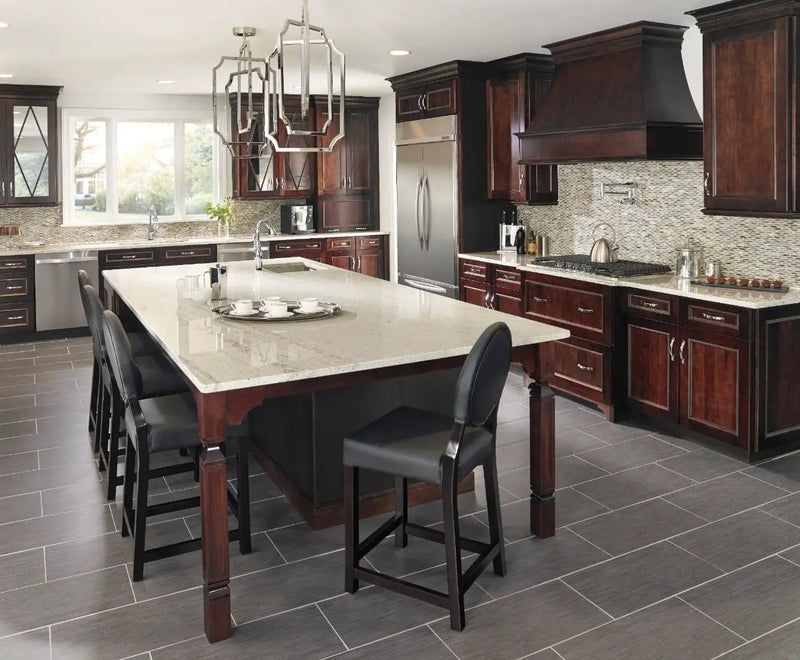 Focus Graphite Matte Bullnose Fabric Look Porcelain Moldings 3x18 in a finished room
