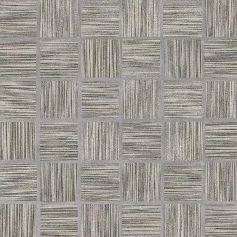 Focus Graphite Matte Fabric Look Porcelain Mosaics 2x2 close up