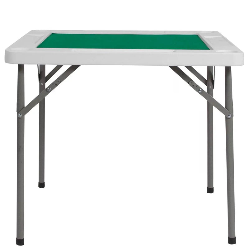 4-Player Square Folding Card Game Poker Table w/ Green Felt Top and Cup Holders by HomePacific