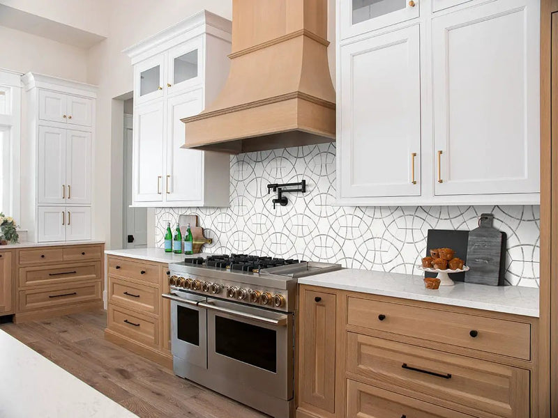Geoglam Cloud Matte Porcelain Tiles 11x13 in a finished room