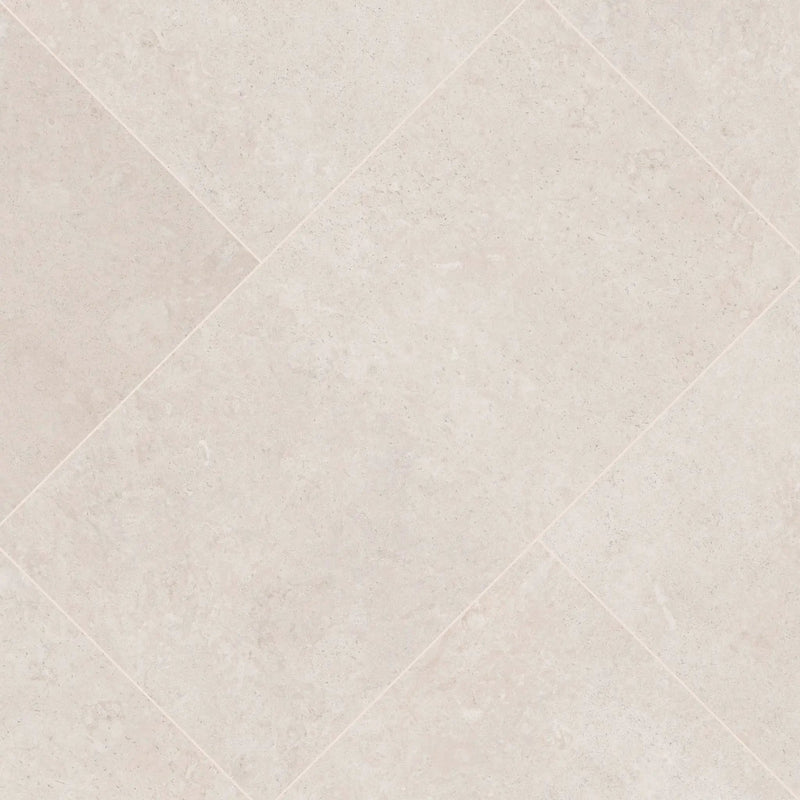 Girona Perla Lappato Limestone Look Porcelain Tiles 48x48 angled view