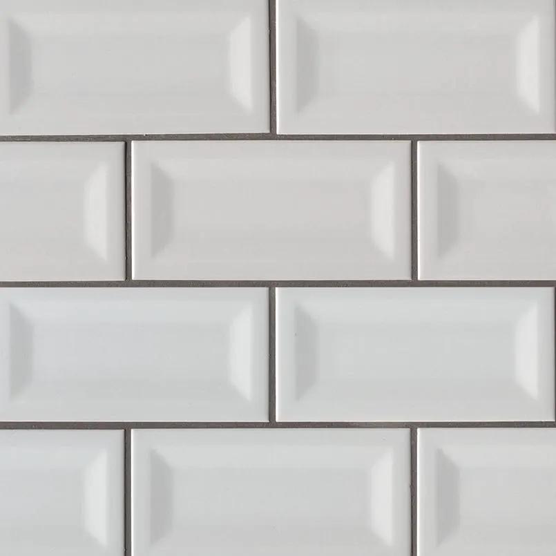 Gray Glossy Subway Tile 3x6 Ceramic Mosaics 3 close up