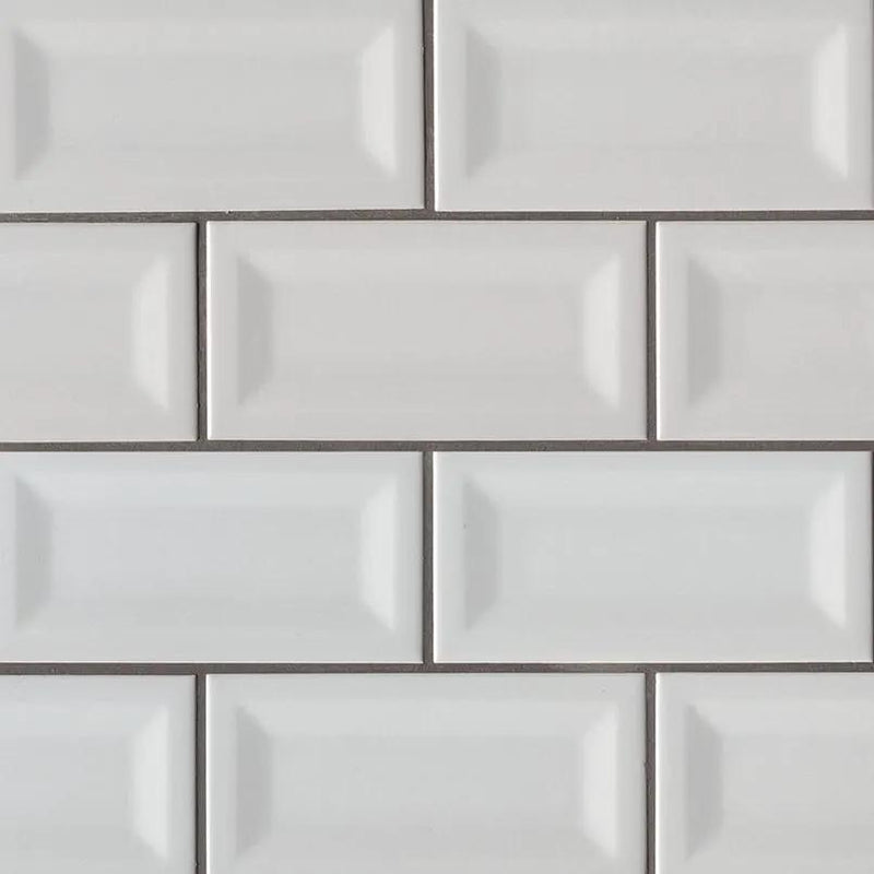 Gray Glossy Subway Tile 3x6 Ceramic Mosaics 3 close up