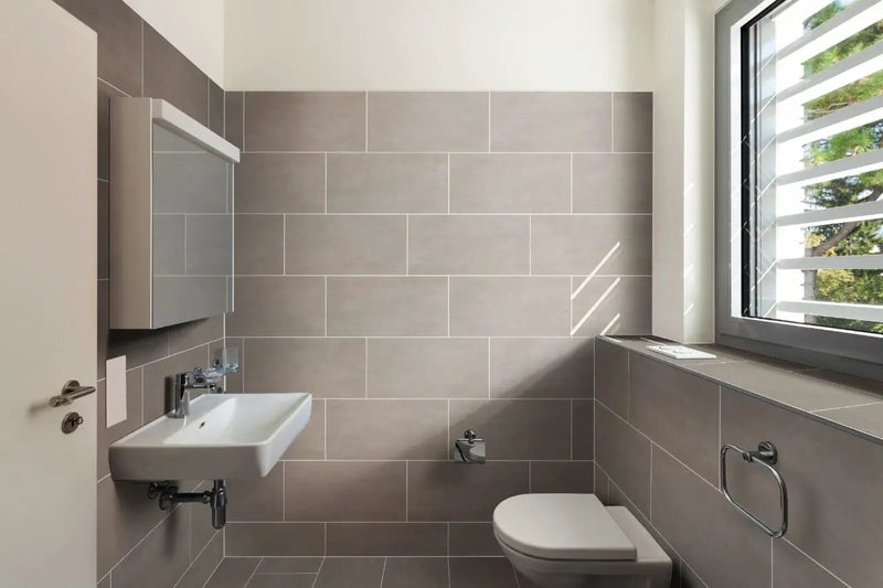 Gridscale Gris Matte Bullnose Ceramic Moldings 3x18 in a finished room