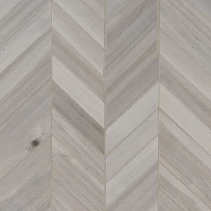 Havenwood Platinum Matte Chevron Porcelain Mosaics 12x15 close up