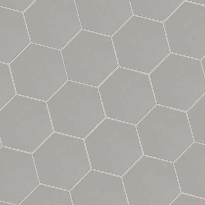 Hexley Dove Hexagon Tile Matte Porcelain 9x10.5 angled view
