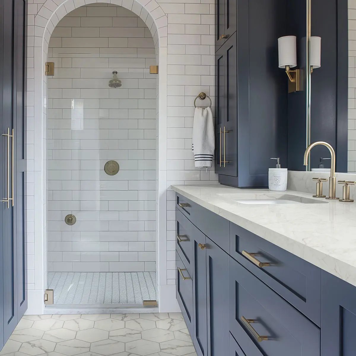 Hexley Marbello Hexagon Tile Matte Porcelain 9x10.5 in a finished room