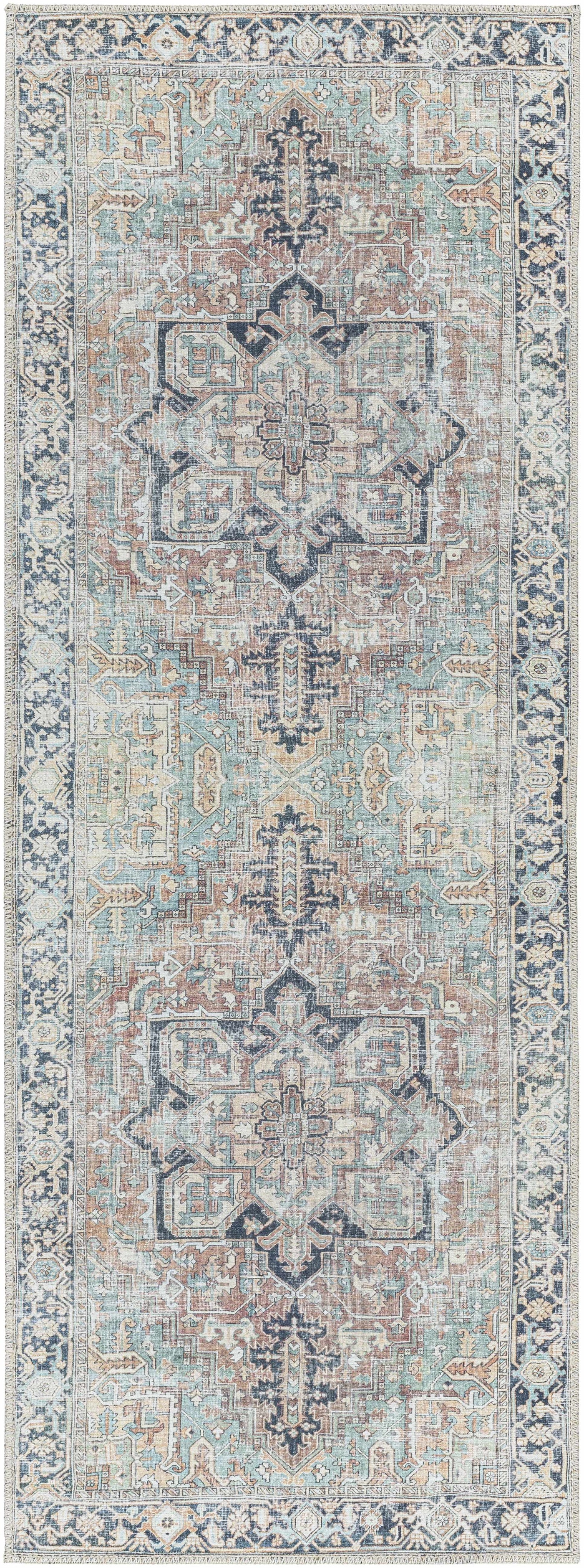 Green Nisa Tumble Dry Washable Rug by Boutique Rugs