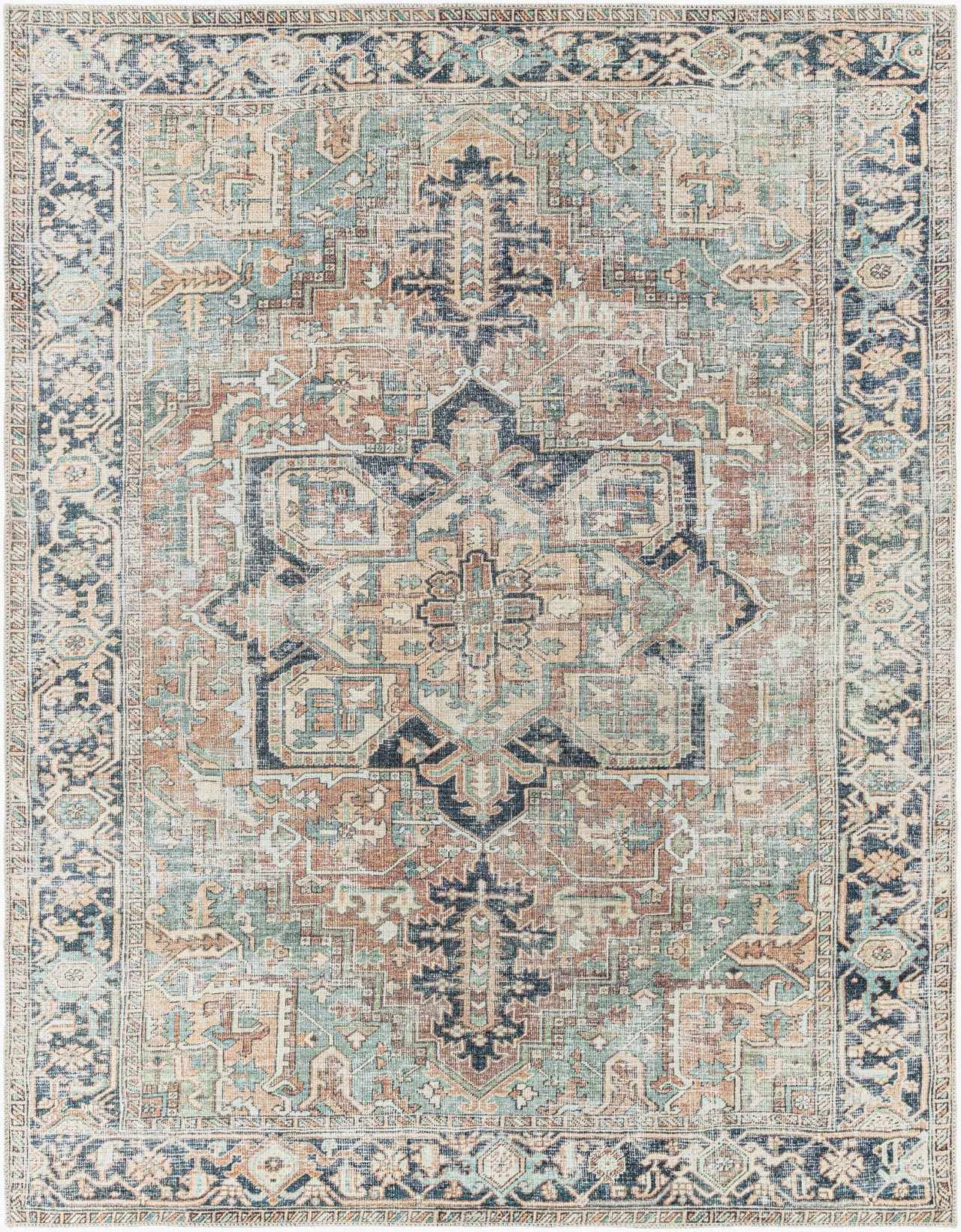Green Nisa Tumble Dry Washable Rug by Boutique Rugs