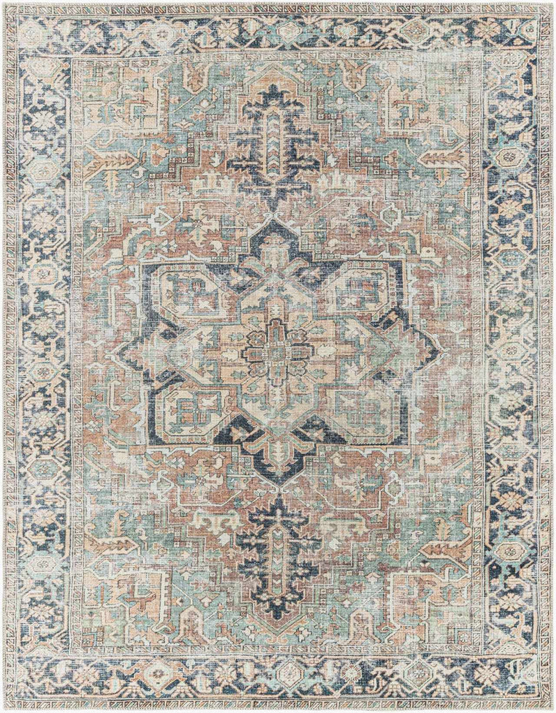 Green Nisa Tumble Dry Washable Rug by Boutique Rugs