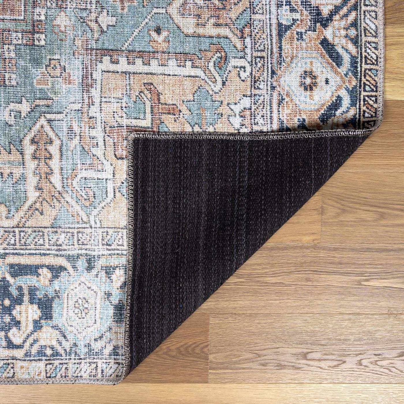 Green Nisa Tumble Dry Washable Rug by Boutique Rugs