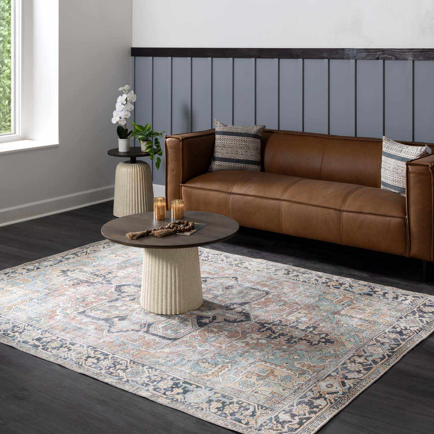 Green Nisa Tumble Dry Washable Rug by Boutique Rugs