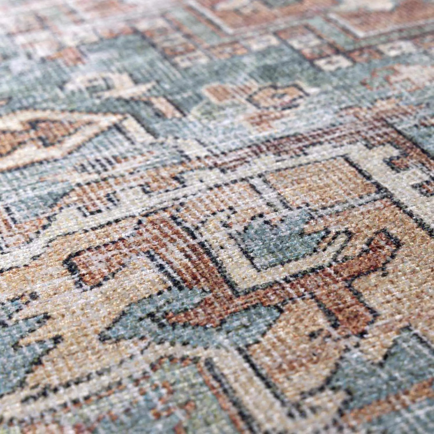 Green Nisa Tumble Dry Washable Rug by Boutique Rugs