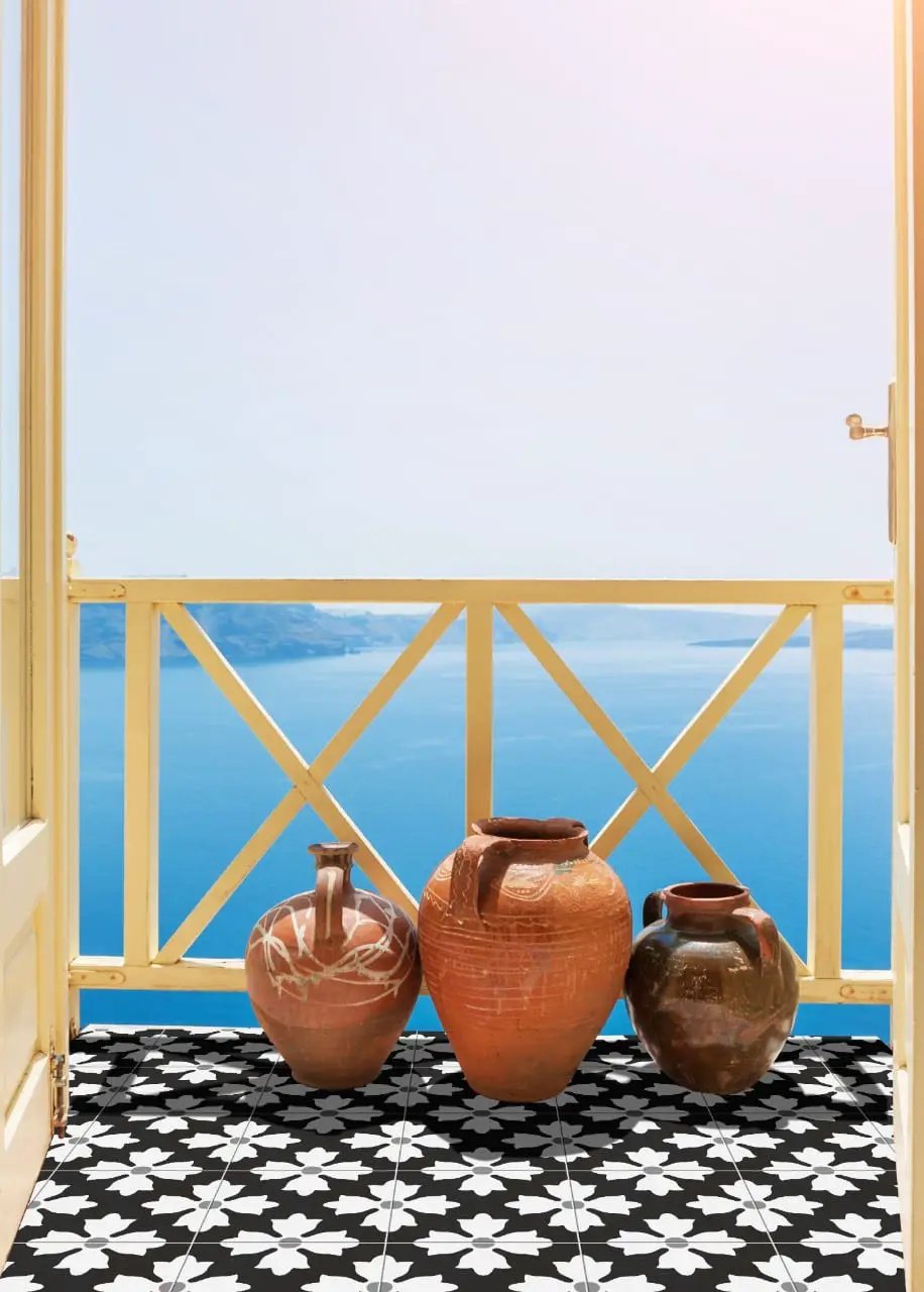Kenzzi Kasbah Matte Porcelain Tiles 8x8 in a finished room