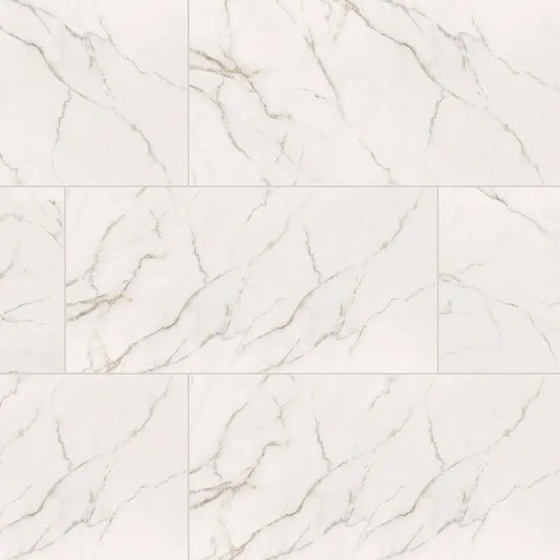 Kaya Calacatta Lucca Polished Marble Look Porcelain Tiles 12x24 close up