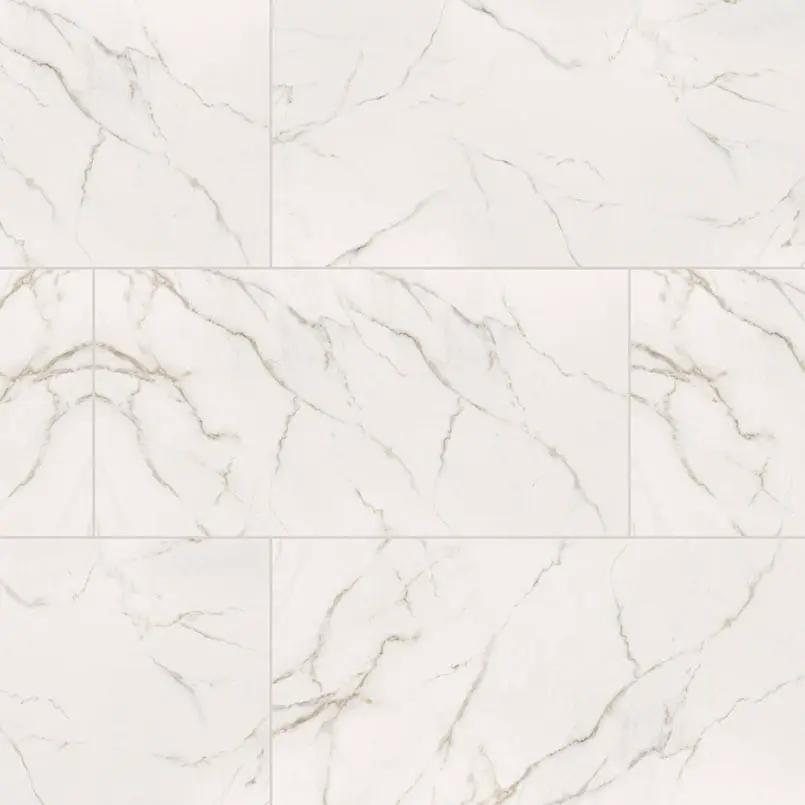 Kaya Calacatta Lucca Polished Marble Look Porcelain Tiles 24x48 close up