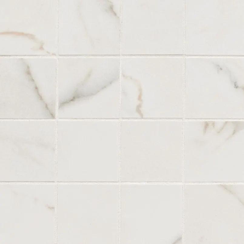 Kaya Calacatta Lucca Matte Marble Look Porcelain Mosaics 3x3 close up