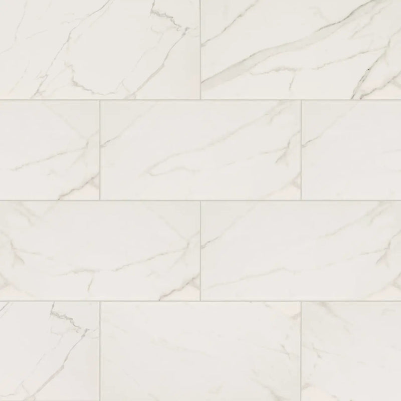 Kaya Calacatta Venato Matte Marble Look Porcelain Tiles 12x24 close up