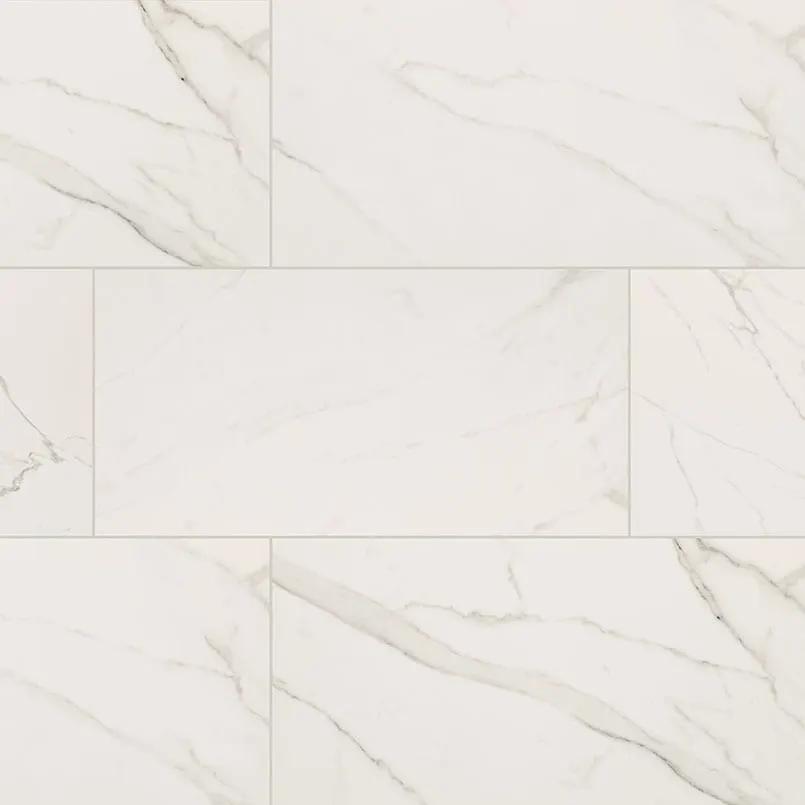 Kaya Calacatta Venato Polished Marble Look Porcelain Tiles 12x24 close up