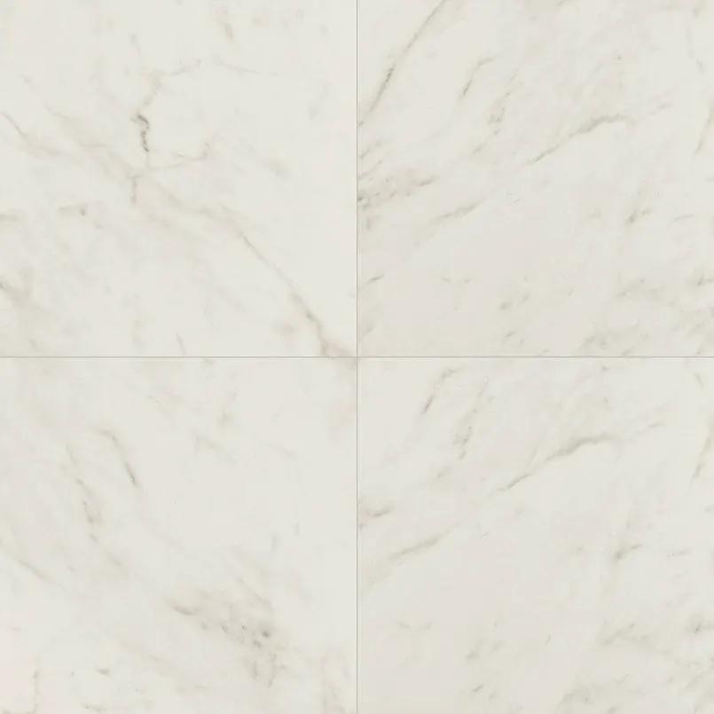 Kaya Carrara Bianco Polished Marble Look Porcelain Tiles 24x24 close up
