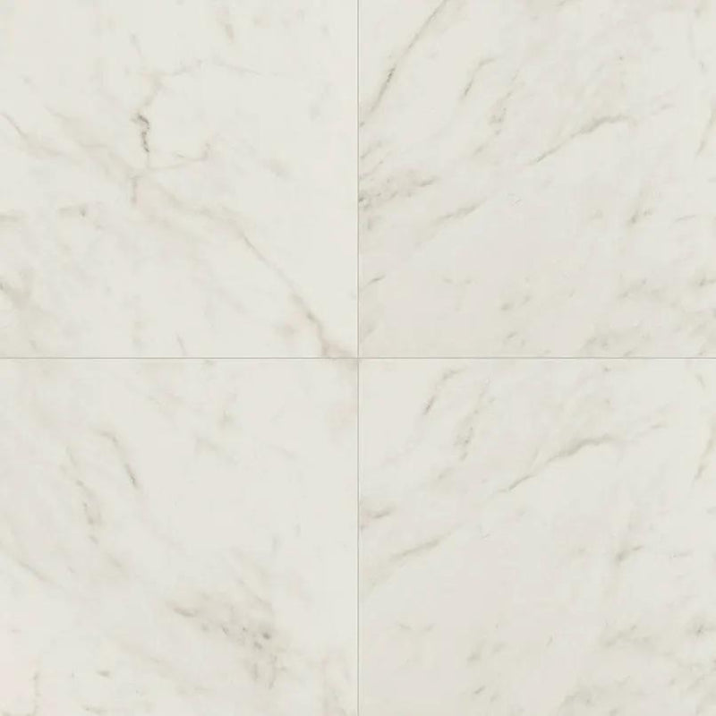 Kaya Carrara Bianco Polished Marble Look Porcelain Tiles 24x24 close up