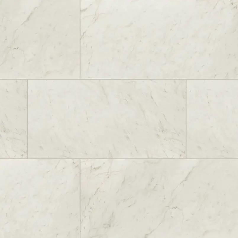 Kaya Carrara Bianco Polished Marble Look Porcelain Tiles 24x48 close up