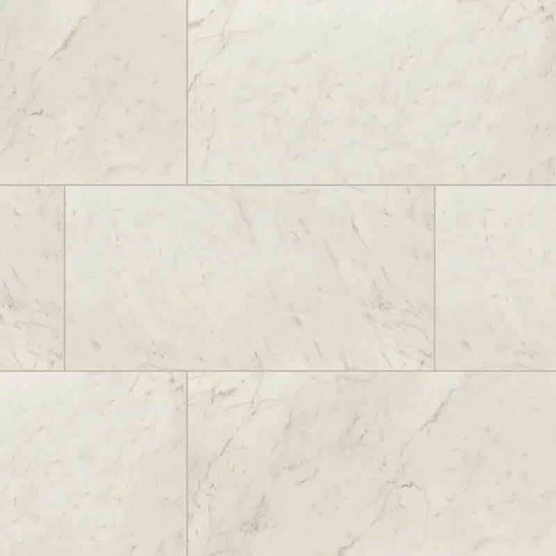 Kaya Carrara Bianco Polished Marble Look Porcelain Tiles 24x48 close up