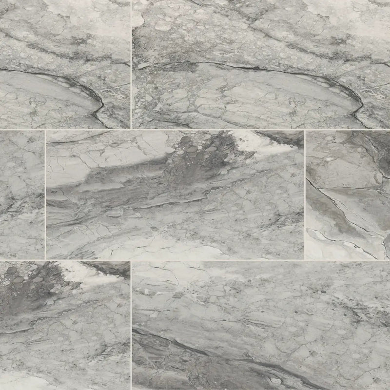 Kaya Onda Gray Matte Marble Look Porcelain Tiles 12x24 close up
