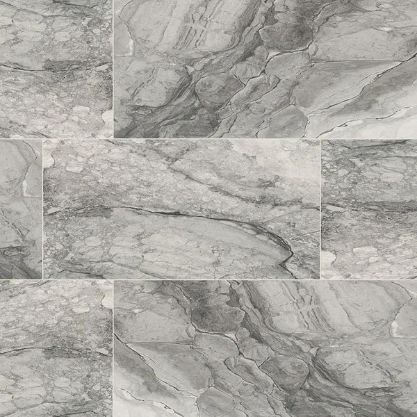 Kaya Onda Gray Polished Marble Look Porcelain Tiles 12x24