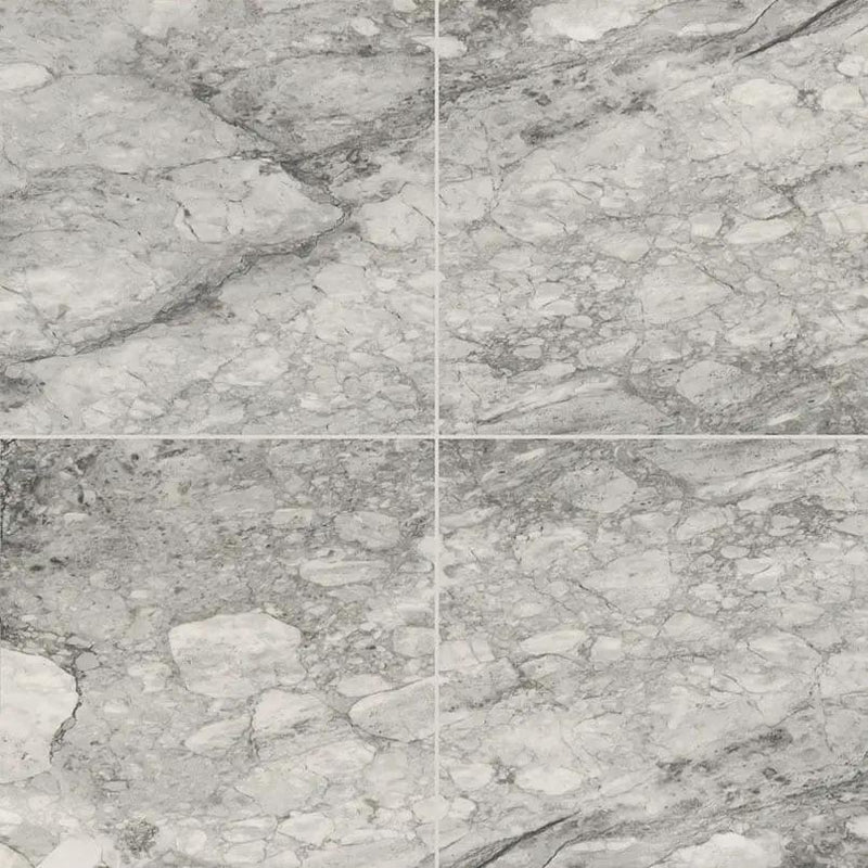 Kaya Onda Gray Matte Marble Look Porcelain Tiles 24x24 close up