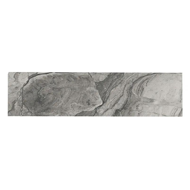 Kaya Onda Gray Matte Bullnose Marble Look Porcelain Moldings 3x24 close up