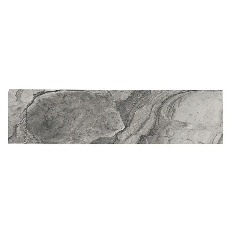 Kaya Onda Gray Polished Bullnose Marble Look Porcelain Moldings 3x24 close up