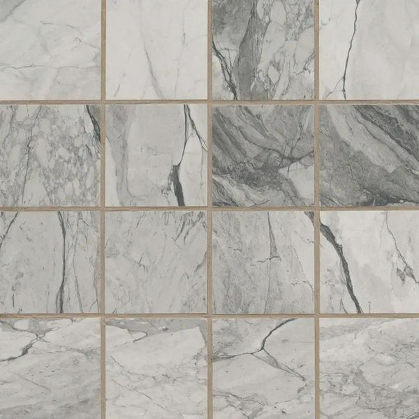 Kaya Onda Gray Matte Marble Look Porcelain Mosaics 3x3