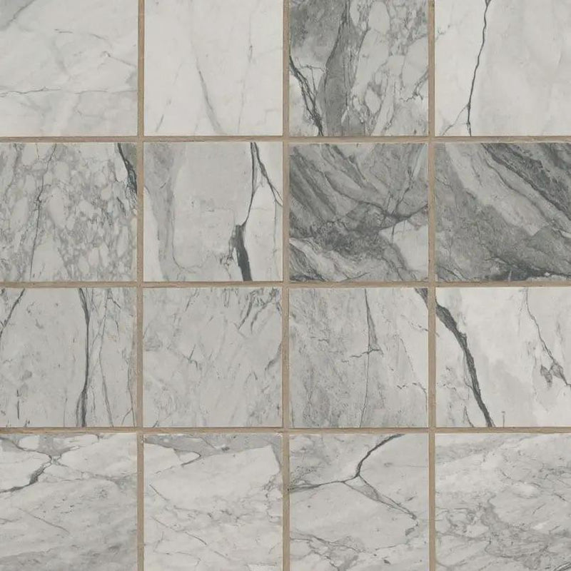 Kaya Onda Gray Matte Marble Look Porcelain Mosaics 3x3 by MSI Surfaces