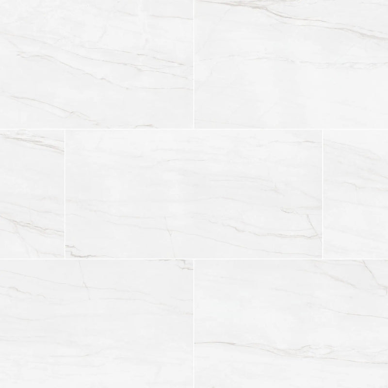 Kaya Zermatta Blanca Polished Porcelain Tiles 12x24 close up