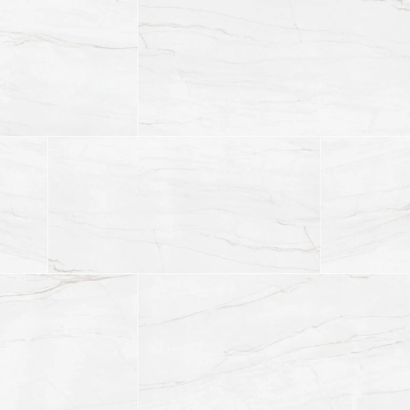 Kaya Zermatta Blanca Polished Porcelain Tiles 24x48 close up