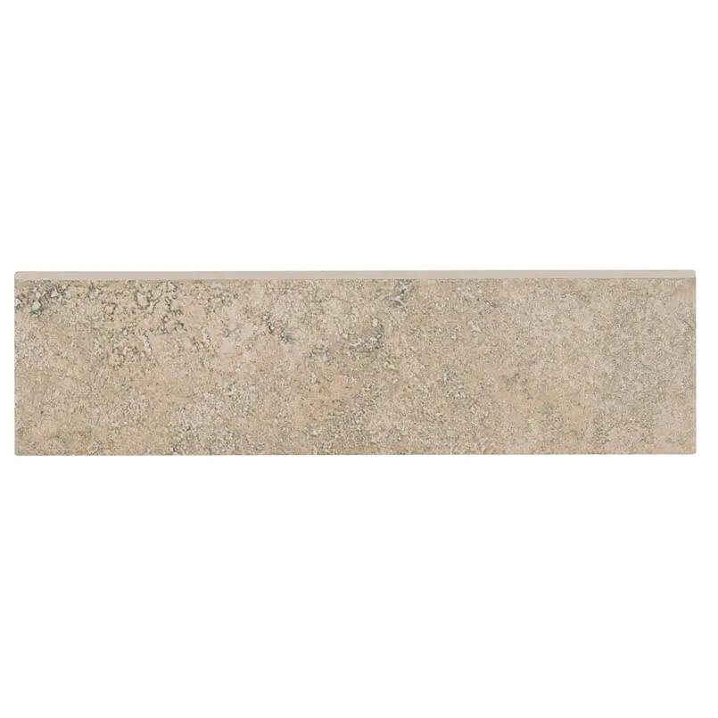 Legend Grey Matte Bullnose Travertine Look Porcelain Tiles 3x12 close up