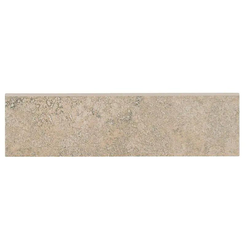 Legend Grey Matte Bullnose Travertine Look Porcelain Tiles 3x12 close up