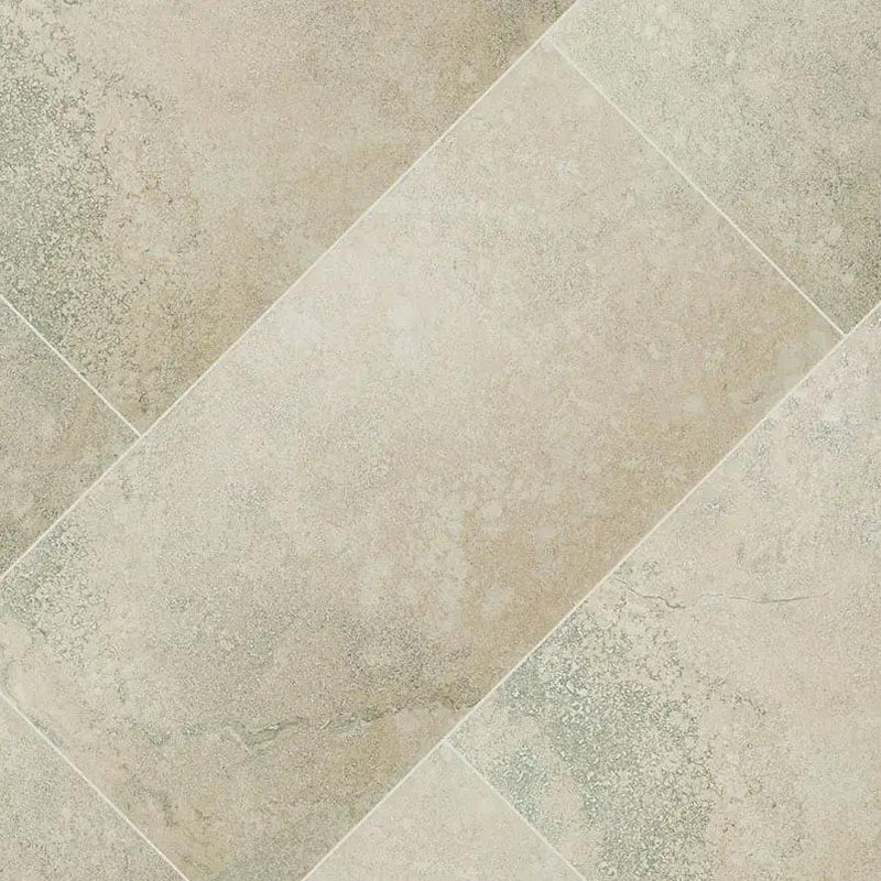 Legend Grey Matte Bullnose Travertine Look Porcelain Tiles 3x12 angled view