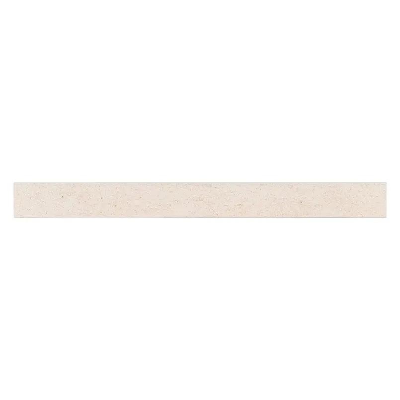 Livingstyle Beige Matte Bullnose Limestone Look Porcelain Moldings 2x24 close up