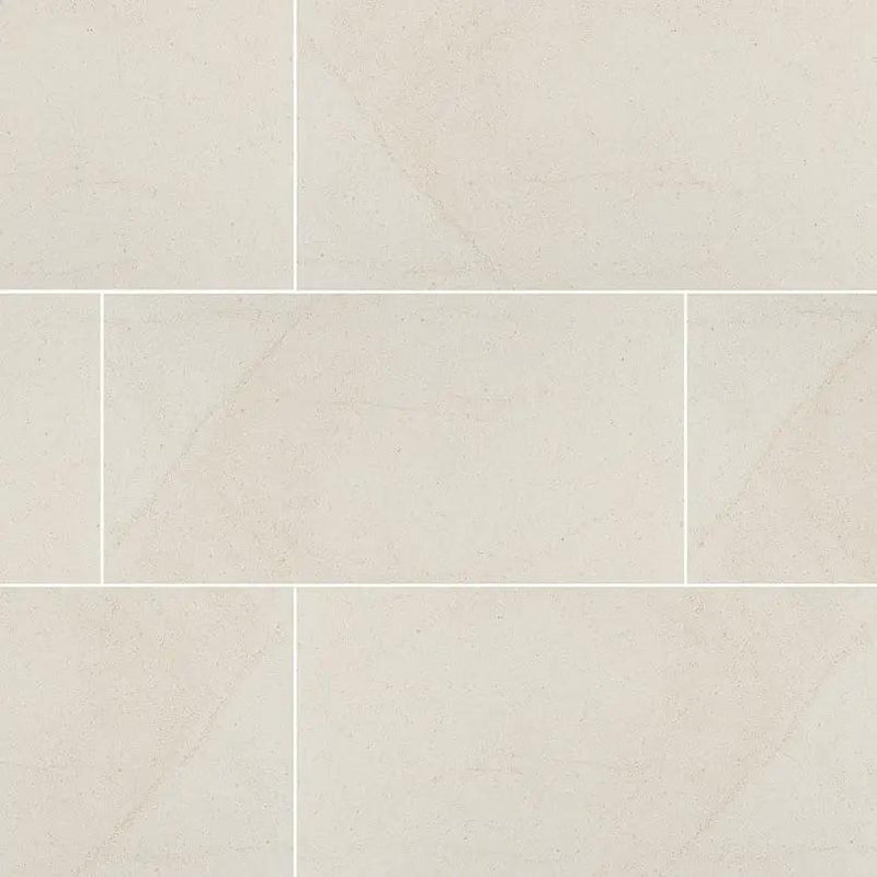 Livingstyle Cream Matte Limestone Look Porcelain Tiles 18x36 close up