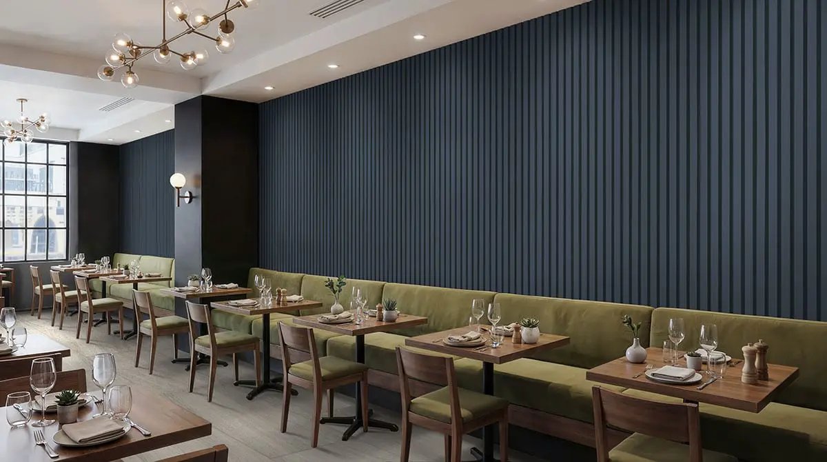 Malahari Greige Lappato Porcelain Mosaics 2x2 in a finished room