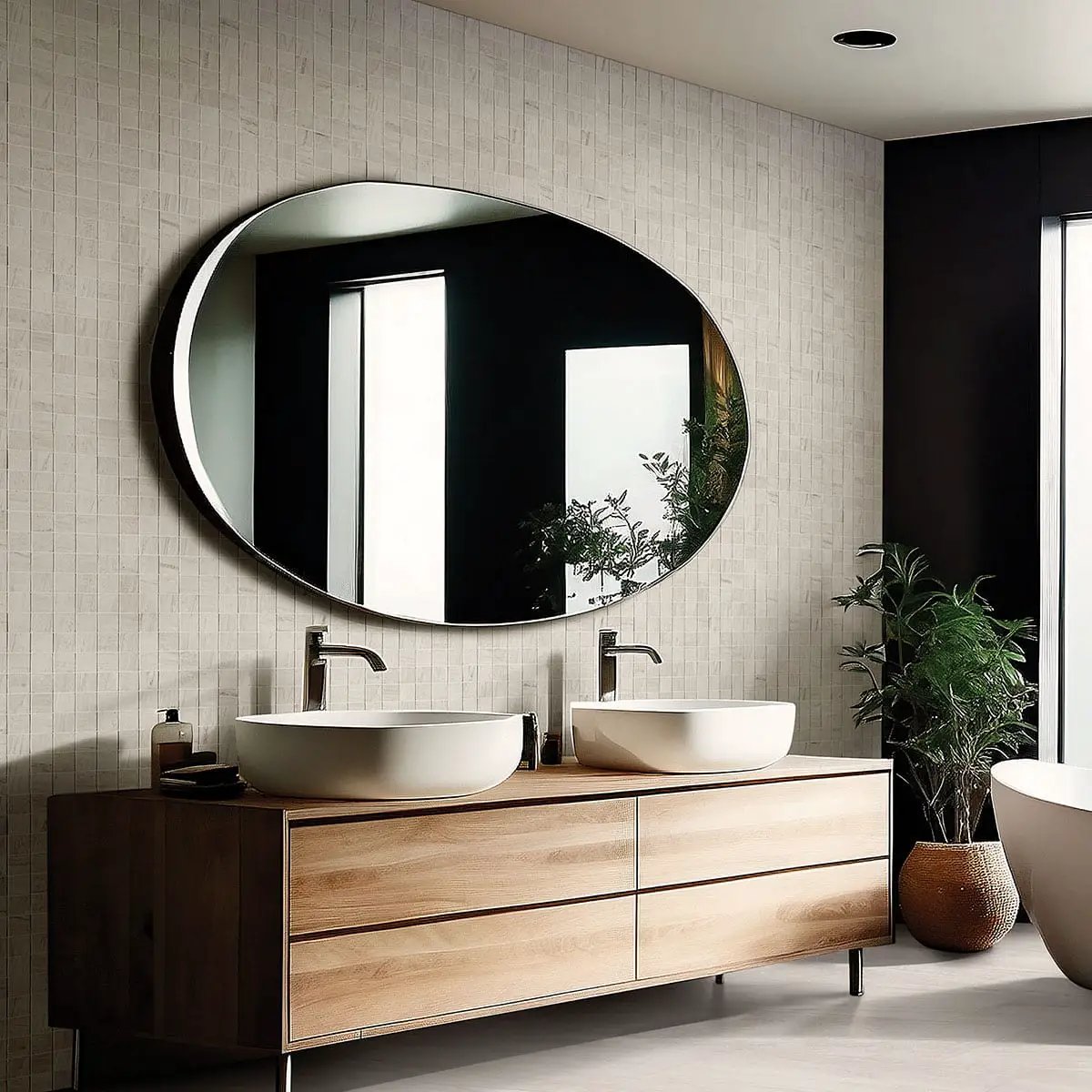 Malahari White Lappato Porcelain Tiles 12x24 in a finished room
